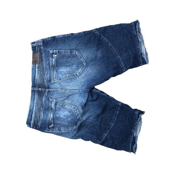 RARE True Religion Jeans Shorts Size 38 GENO MOTO Blue - Picture 9 of 9